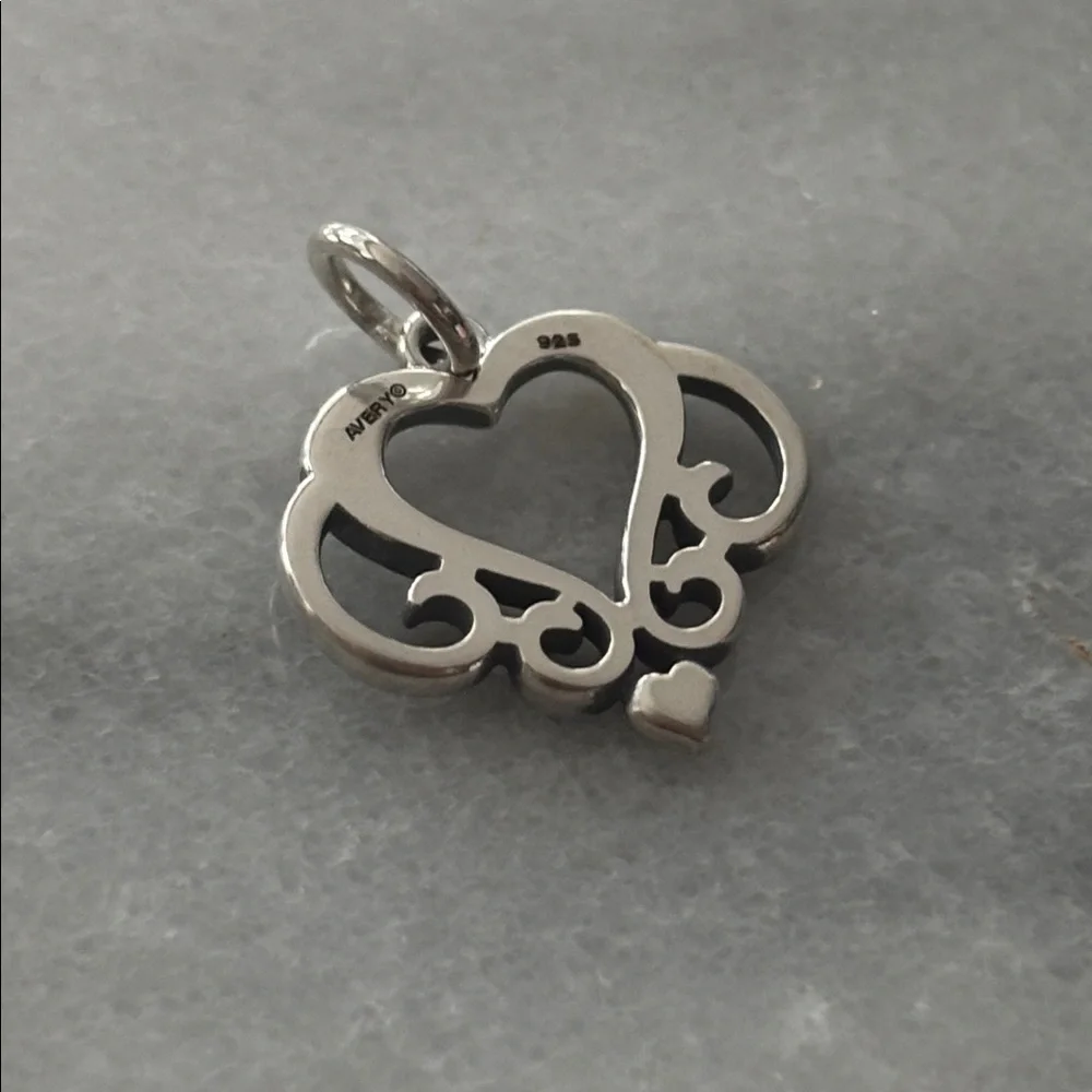 James Avery Retired Silver Ornate Open Heart Charm! New! With dust bag! - Picture 2 of 4